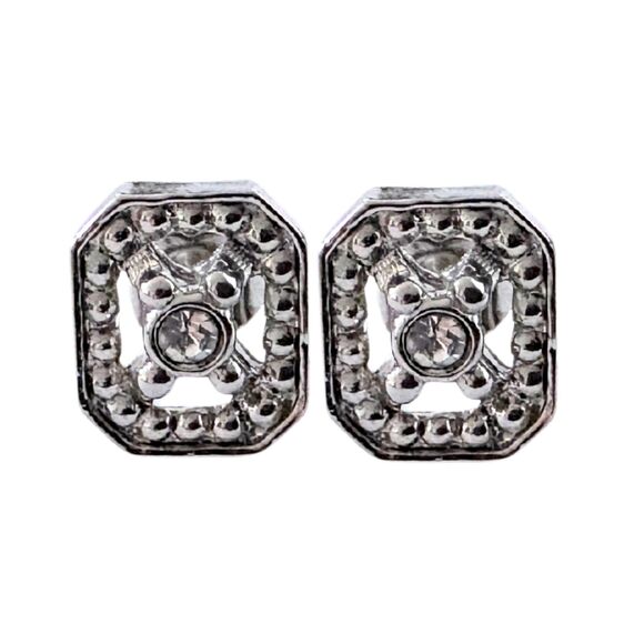 Stunning 1990 Avon Frosted Silver Tone Sparkling Earrings - NIB - Picture 1 of 4